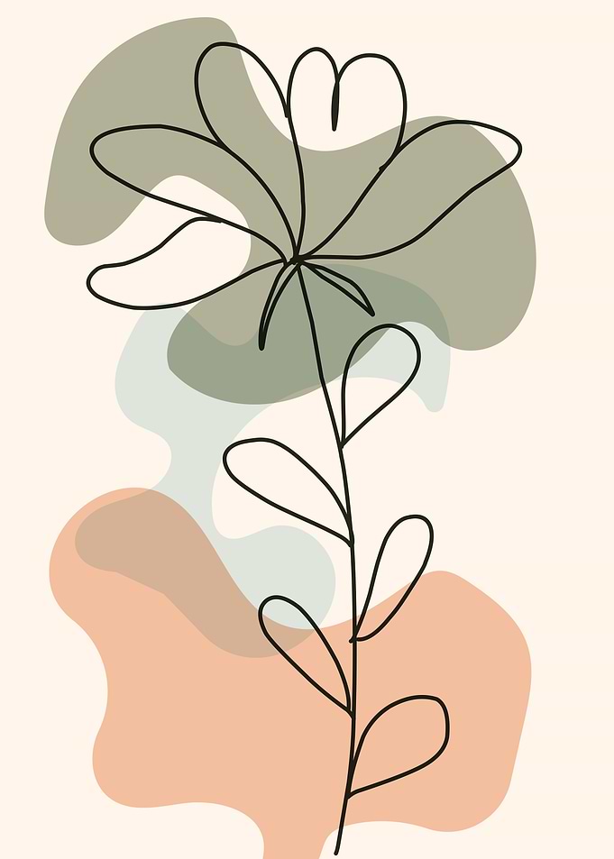 Botanical leaf line art