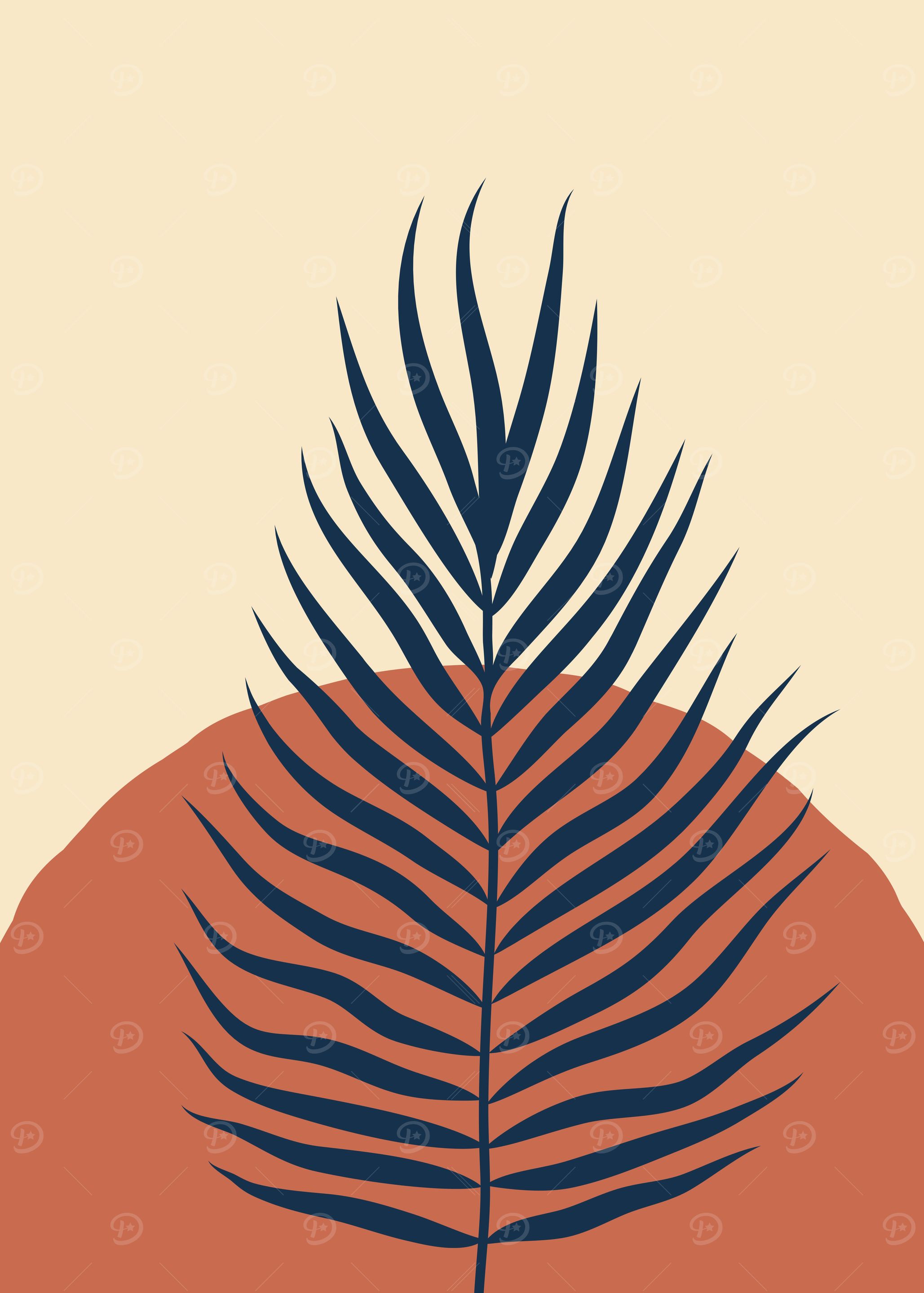 Palm leaf vintage retroart