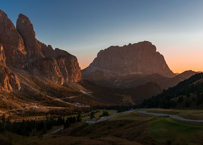 sunset passo gardena italy
