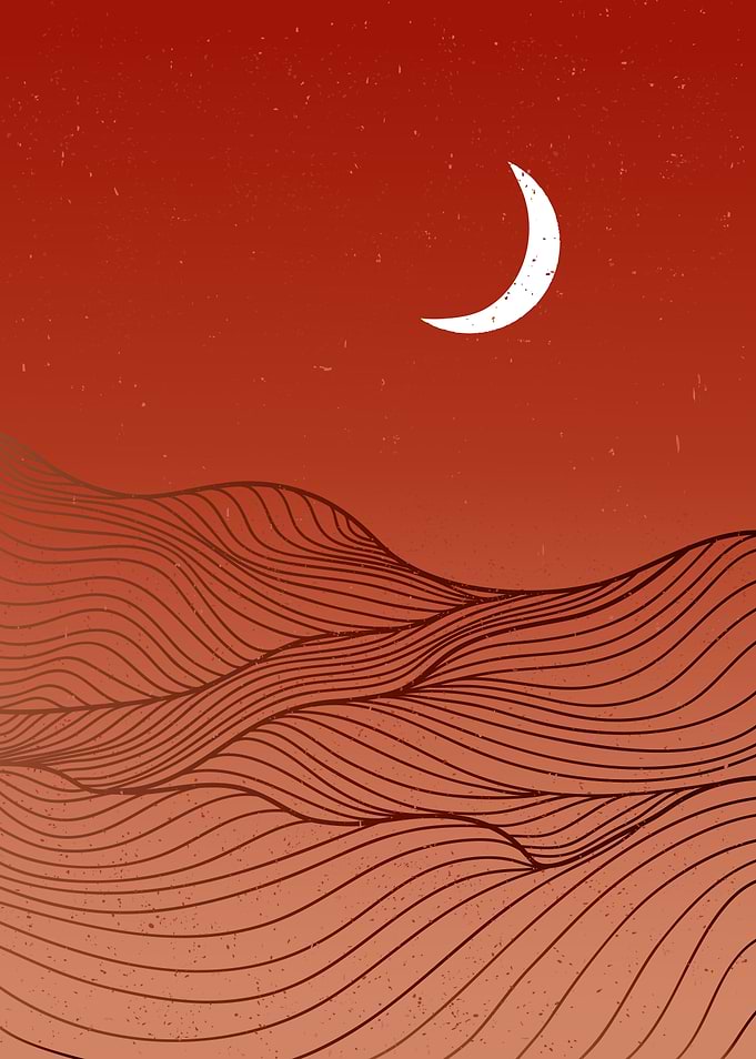Abstract Mountain line art
