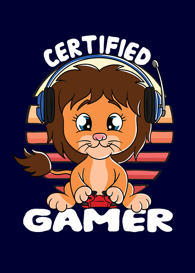 Certified Gamer Cute Lion