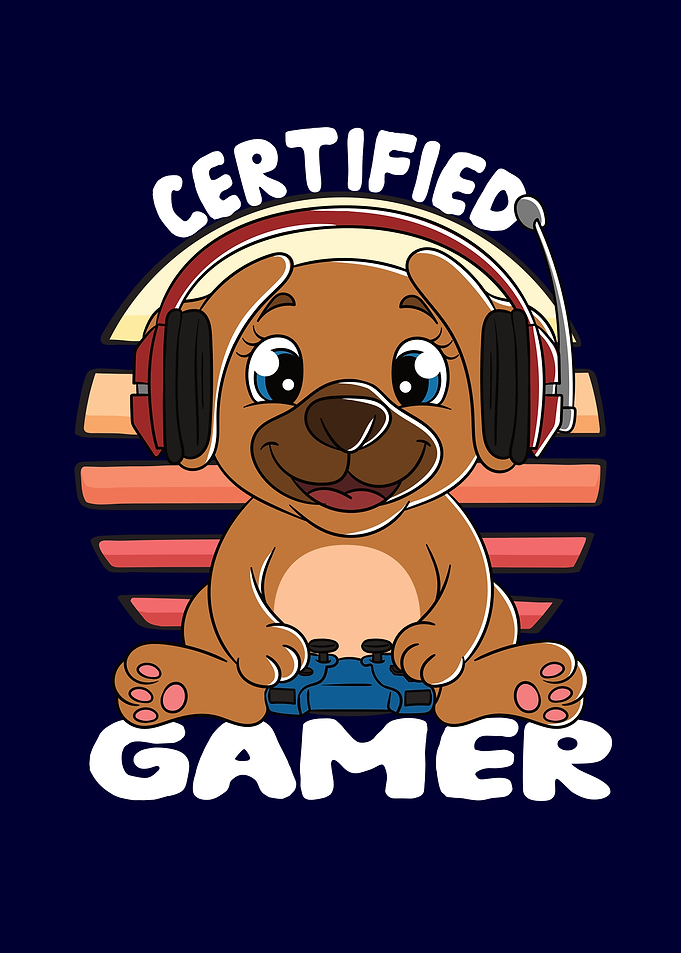 Certified Gamer Cute Dog