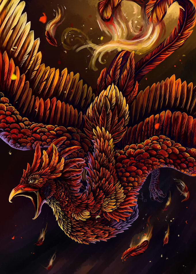 Magic fantasy phoenix bird