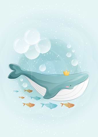 Cute Whale Swimming