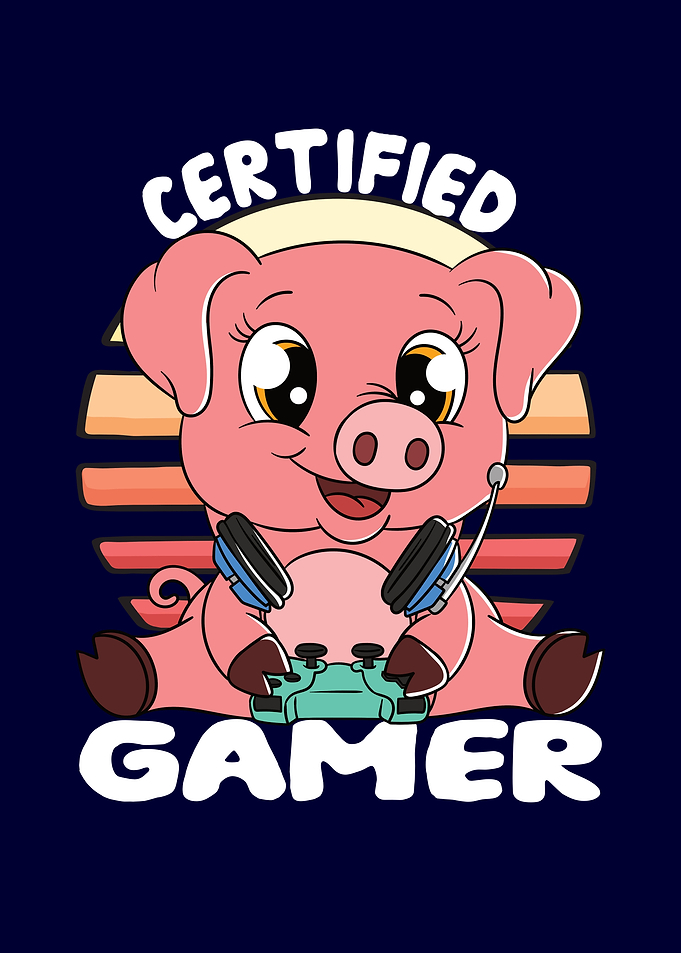 Certified Gamer Cute Pig