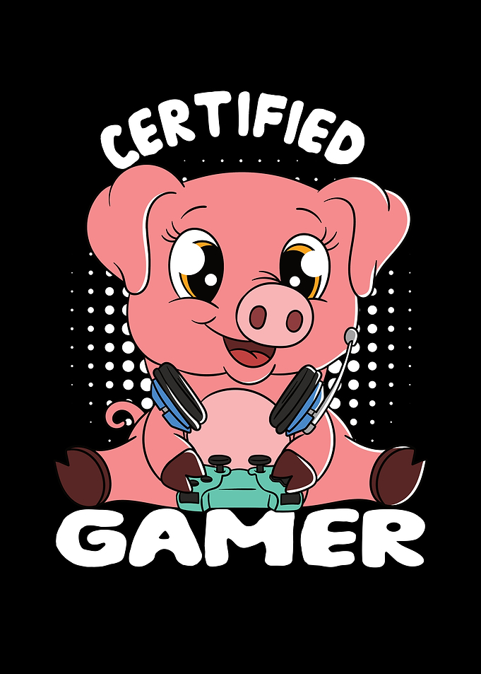 Certified Gamer Cute Pig