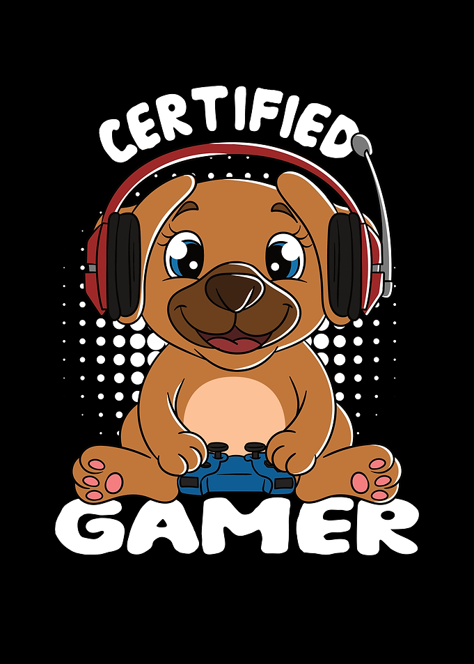 Certified Gamer Cute Dog