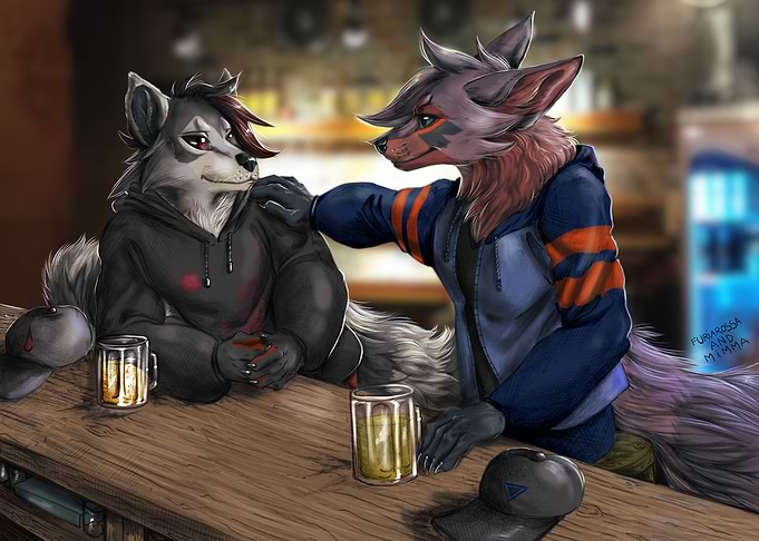 Two friends and two beers