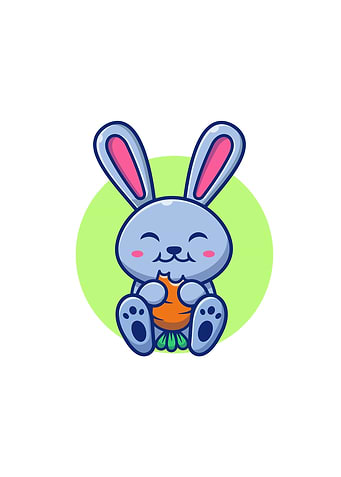 Cute Rabbit Eating Carrot