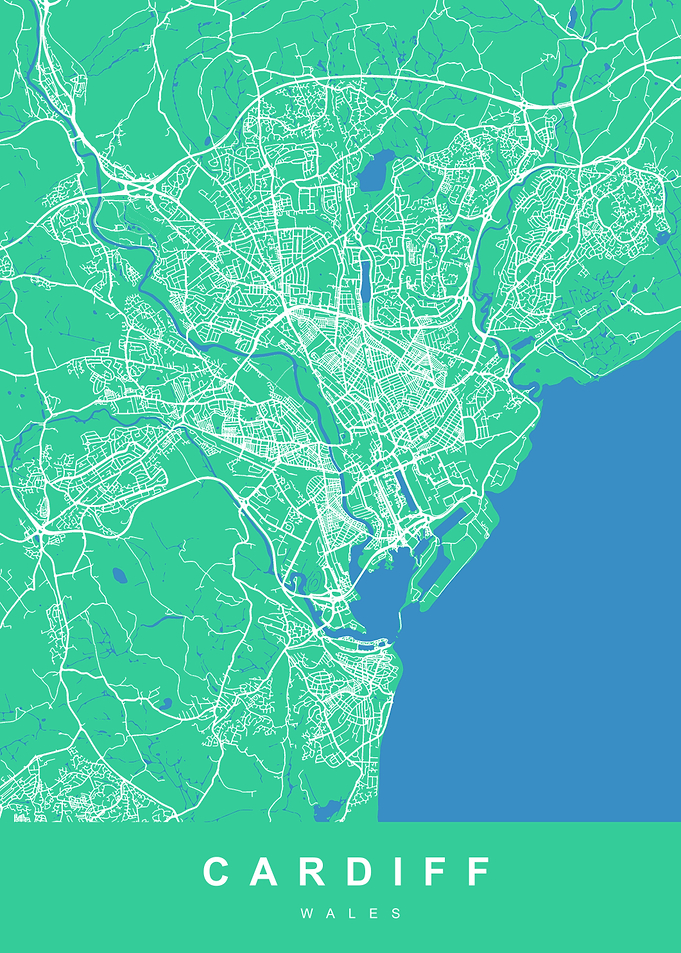 CARDIFF Map WALES UK
