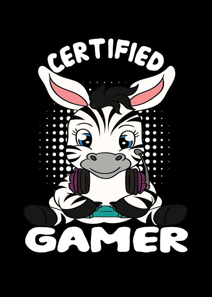 Certified Gamer Cute Zebra