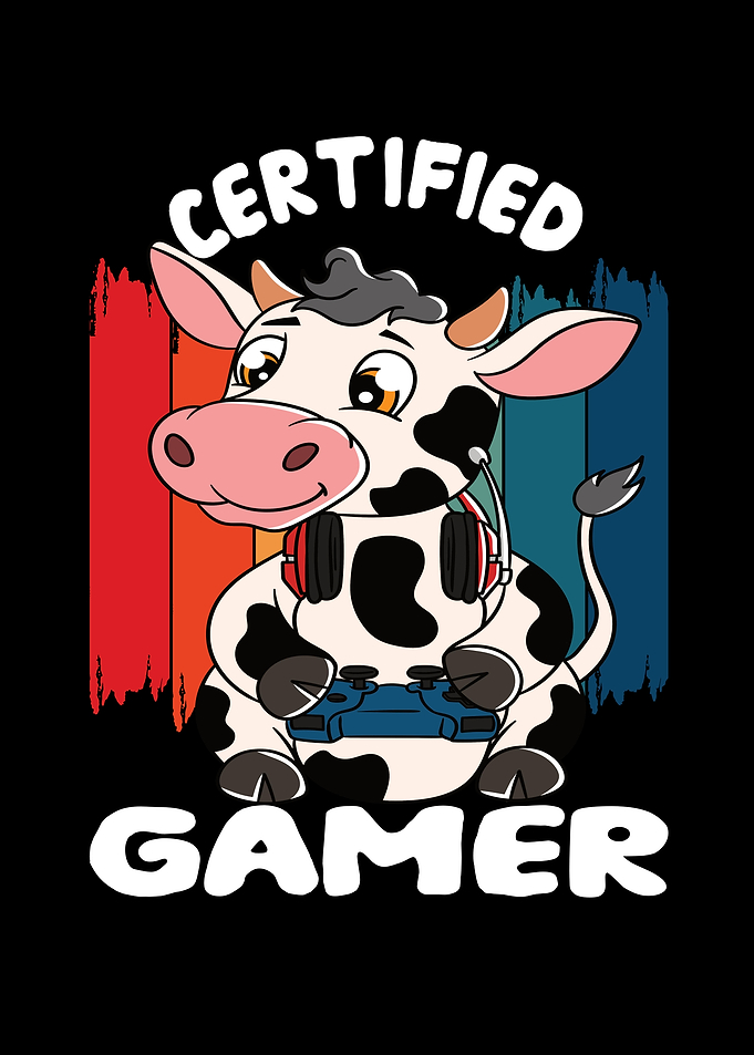 Certified Gamer Cute Cow