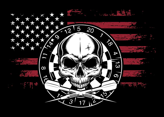 Darts American Flag Skull