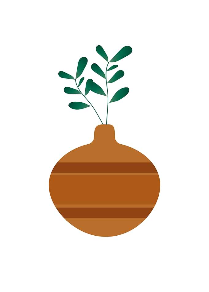 Flower vase leaf plant art