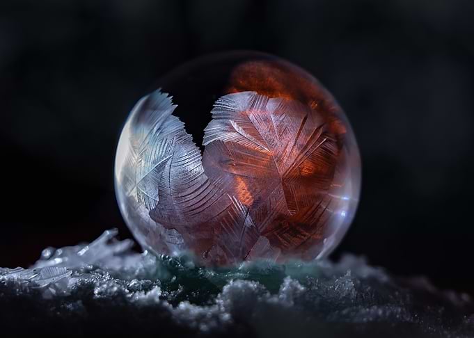 Glowing soap bubble