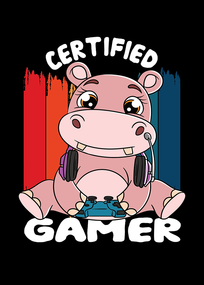 Certified Gamer Cute Hippo