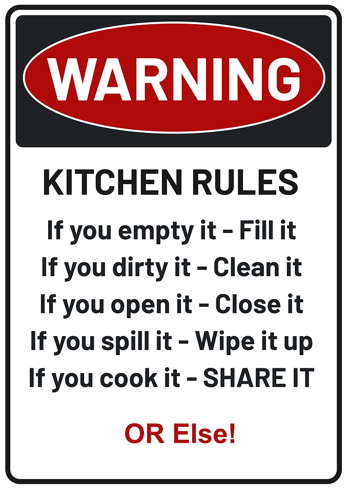 Kitchen Rules Warning Sign