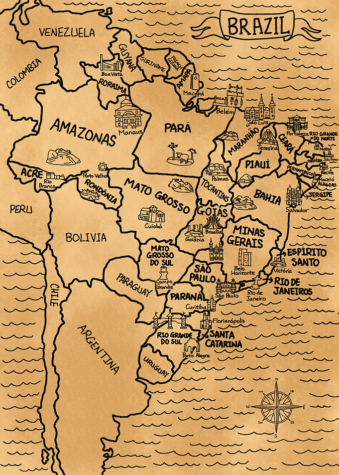 Vintage Map of Brazil