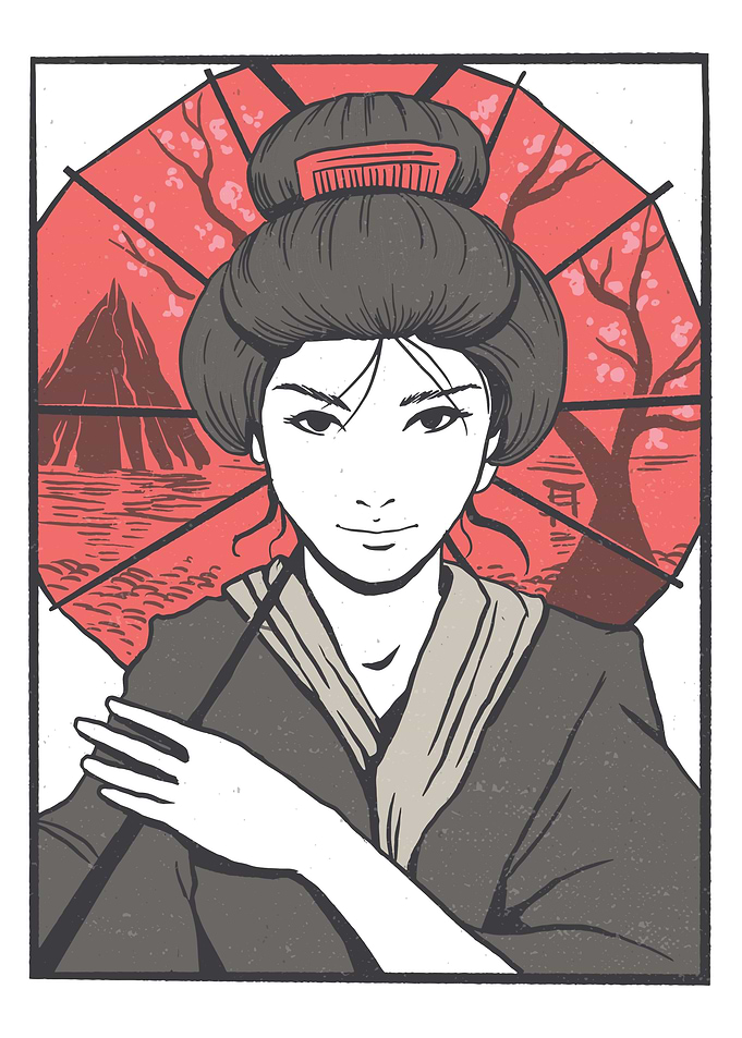 geisha with umbrella
