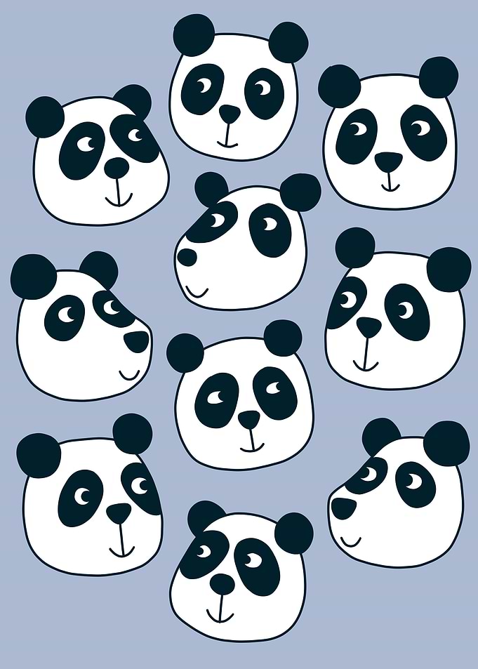 Cute Panda Bears Blue