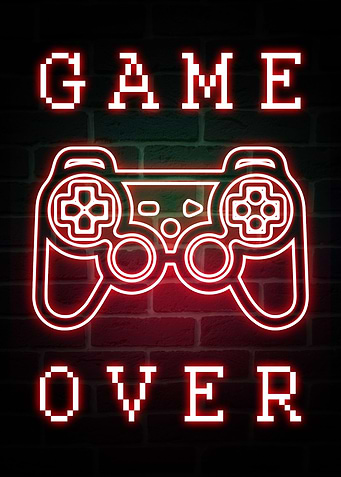 Game Over Neon Quote