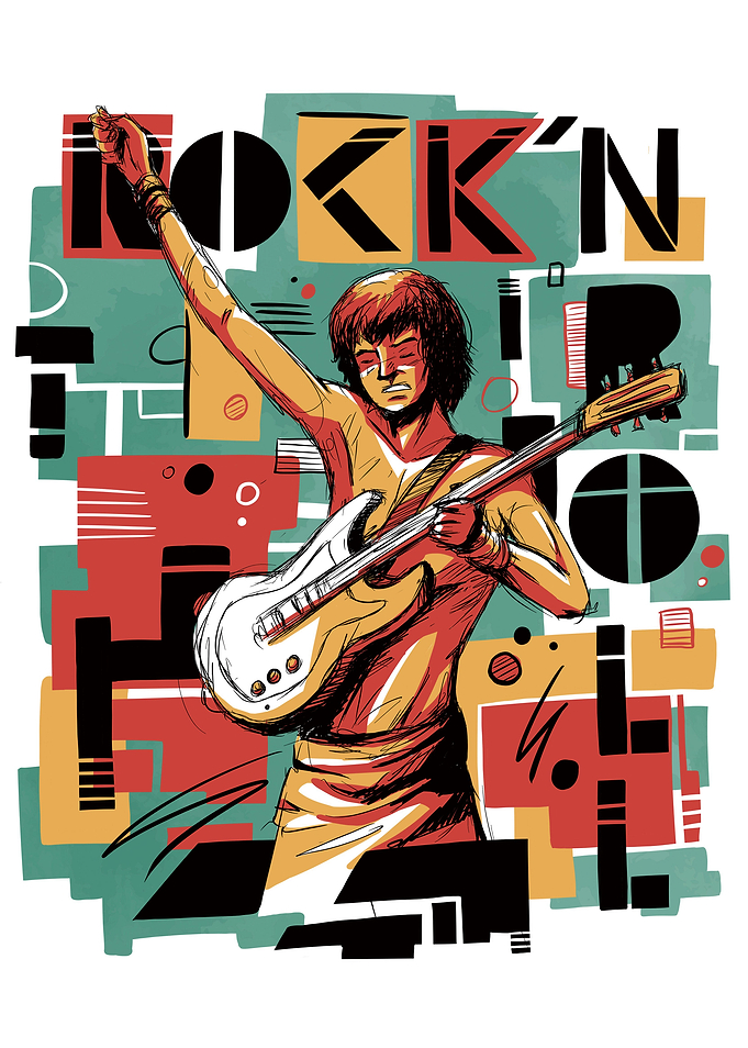 Rock musician abstract