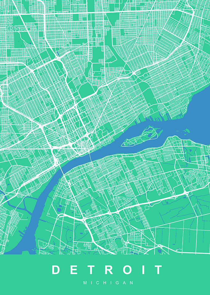 DETROIT Map MICHIGAN