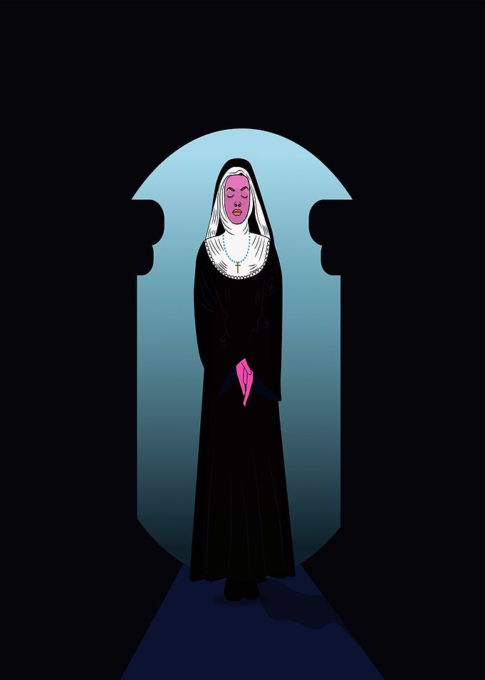 Beautiful nun praying