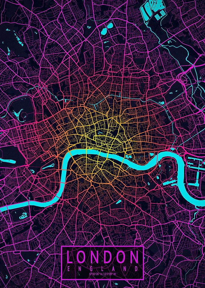 London City Map Neon
