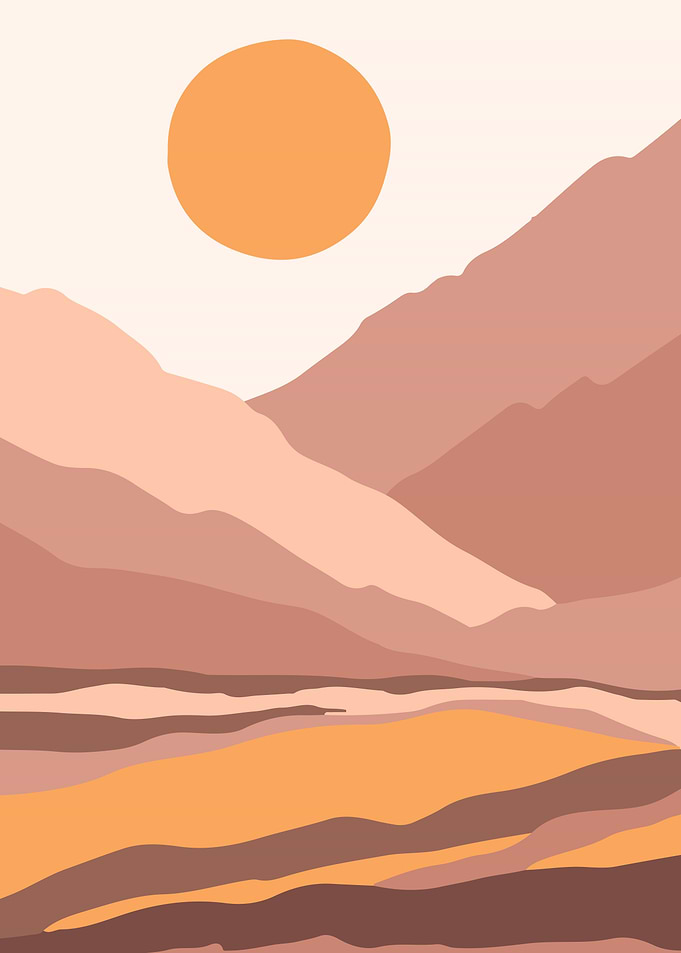 Sun mountain hill poster