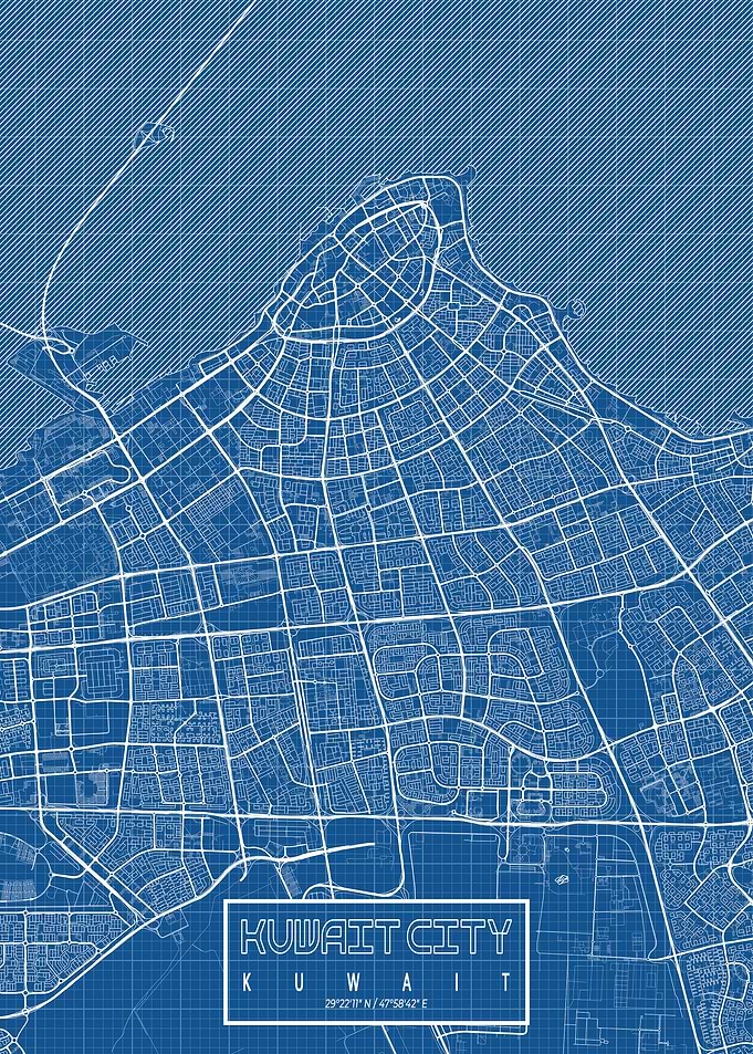 Kuwait City Map Blueprint