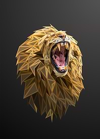 Lion Engraved Low Poly