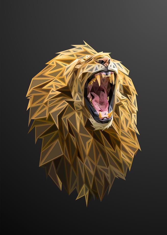 Lion Engraved Low Poly