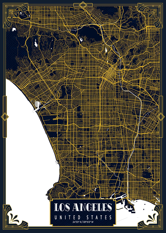 Los Angeles Map Art Deco