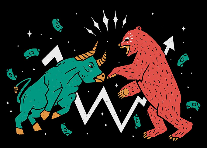 Bull and bear animal fight