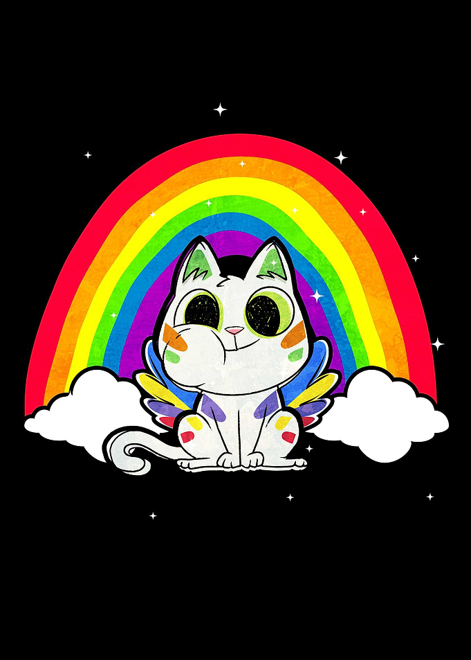 Kidcore Cat Rainbow Cloud