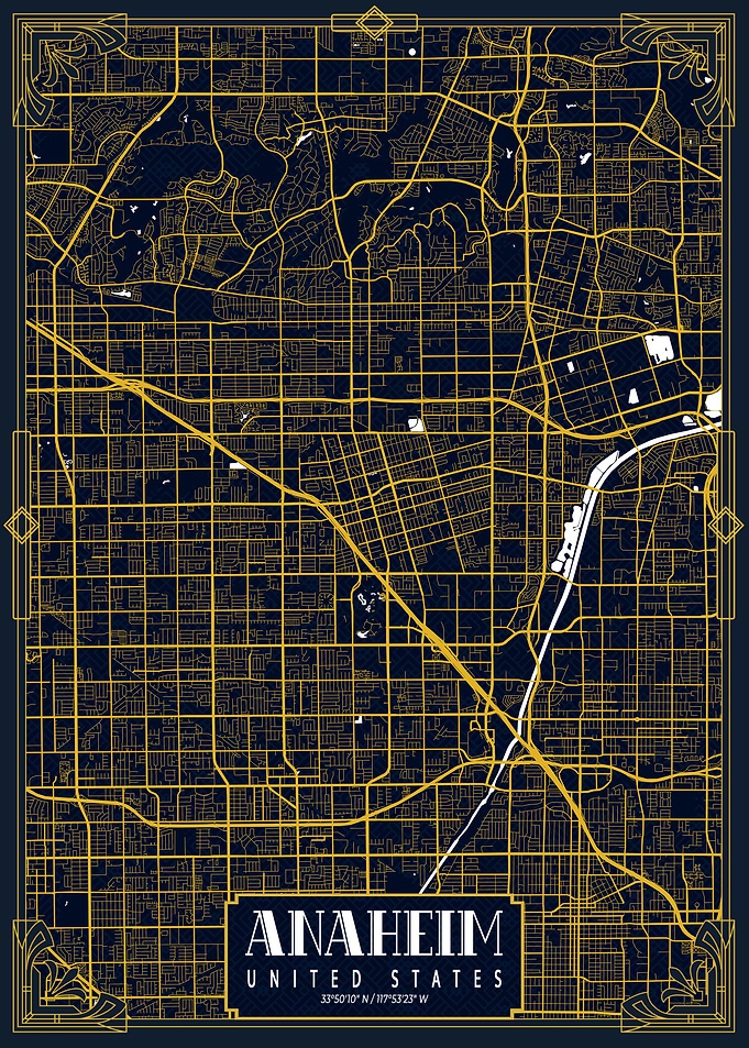 Anaheim City Map Gold