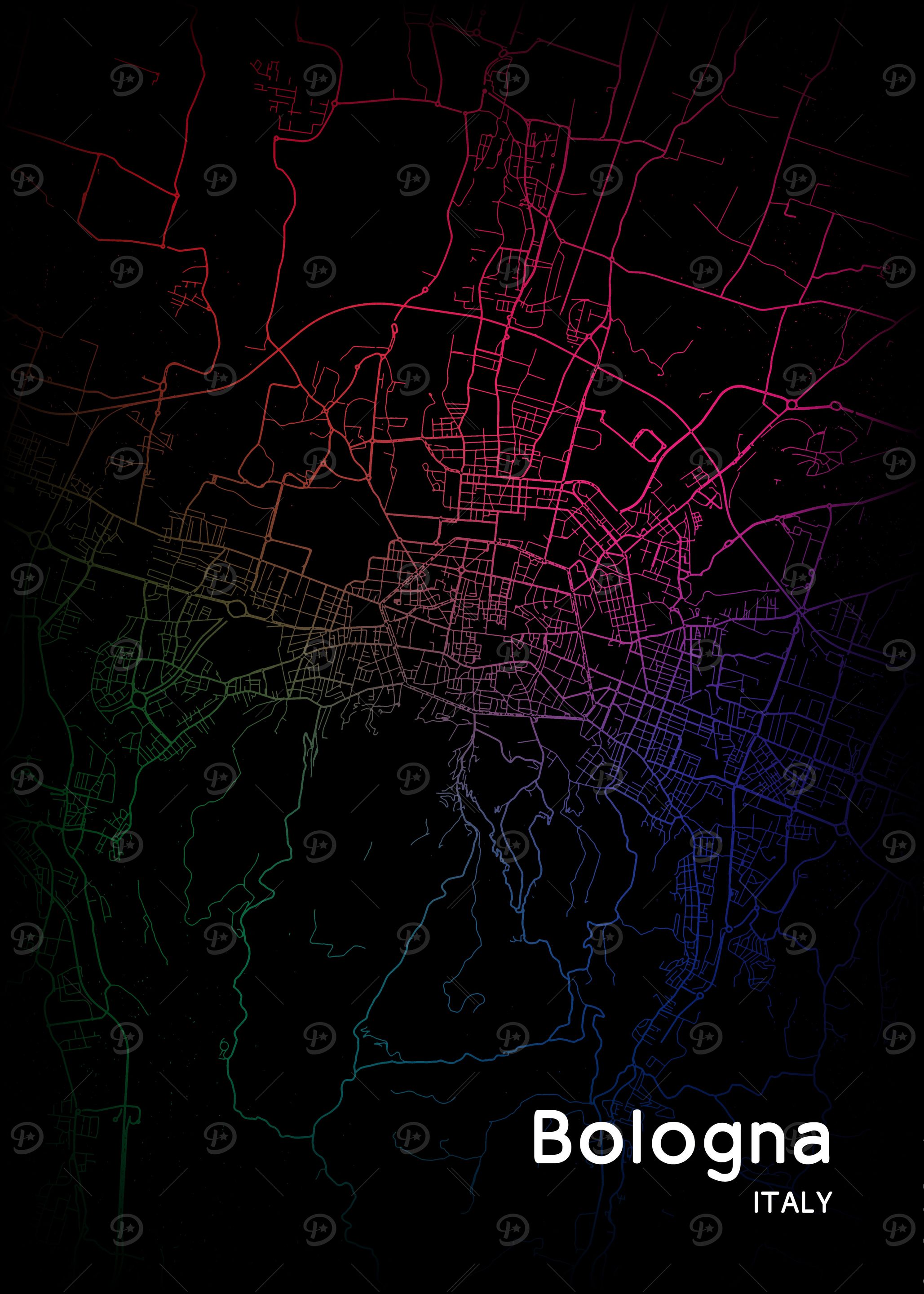 Bologna City Map Italy