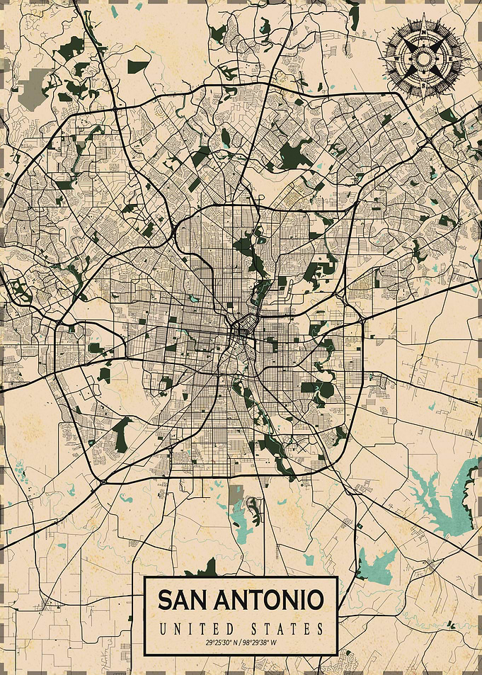 San Antonio Map Vintage