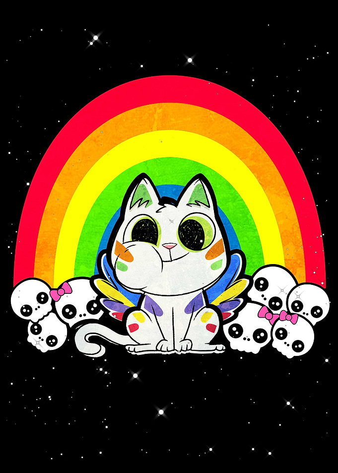Kidcore Cat Kawaii Skull