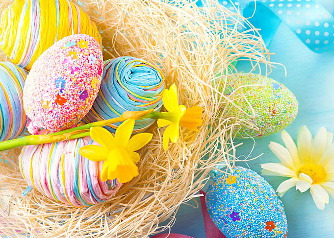 A basket with Easter eggs