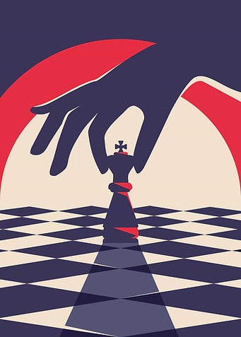 Hand holding chess piece