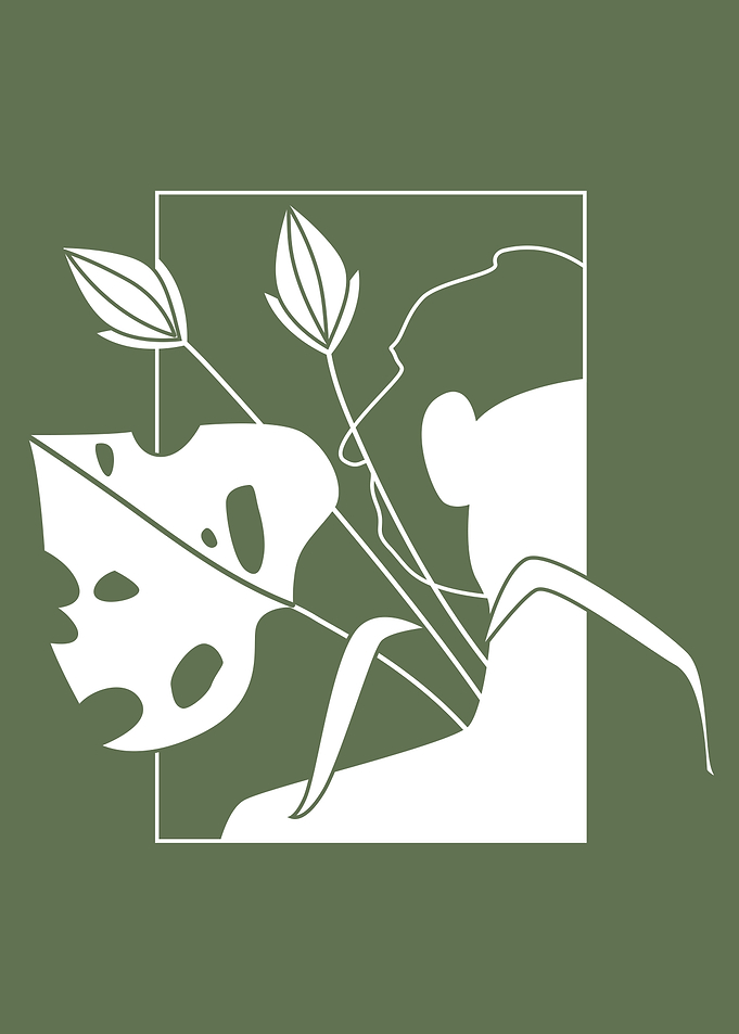 Tropical leaves human face