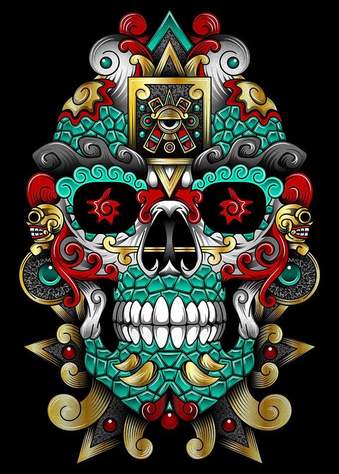 mexican skull stone aztec