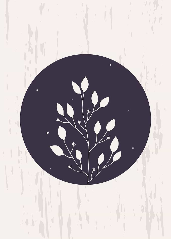 Botanical leaf with MOON