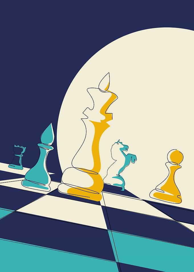 Chess pieces on the board