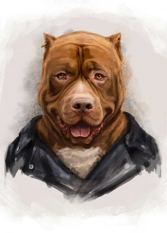 Big Dog in Leather Jacket