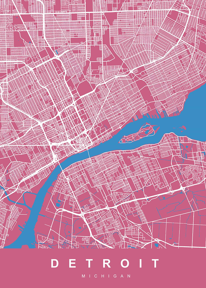 DETROIT Map MICHIGAN