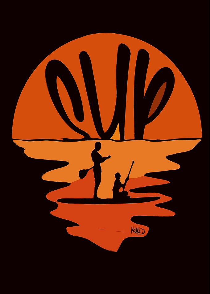 Stand Up Paddle Couple Art