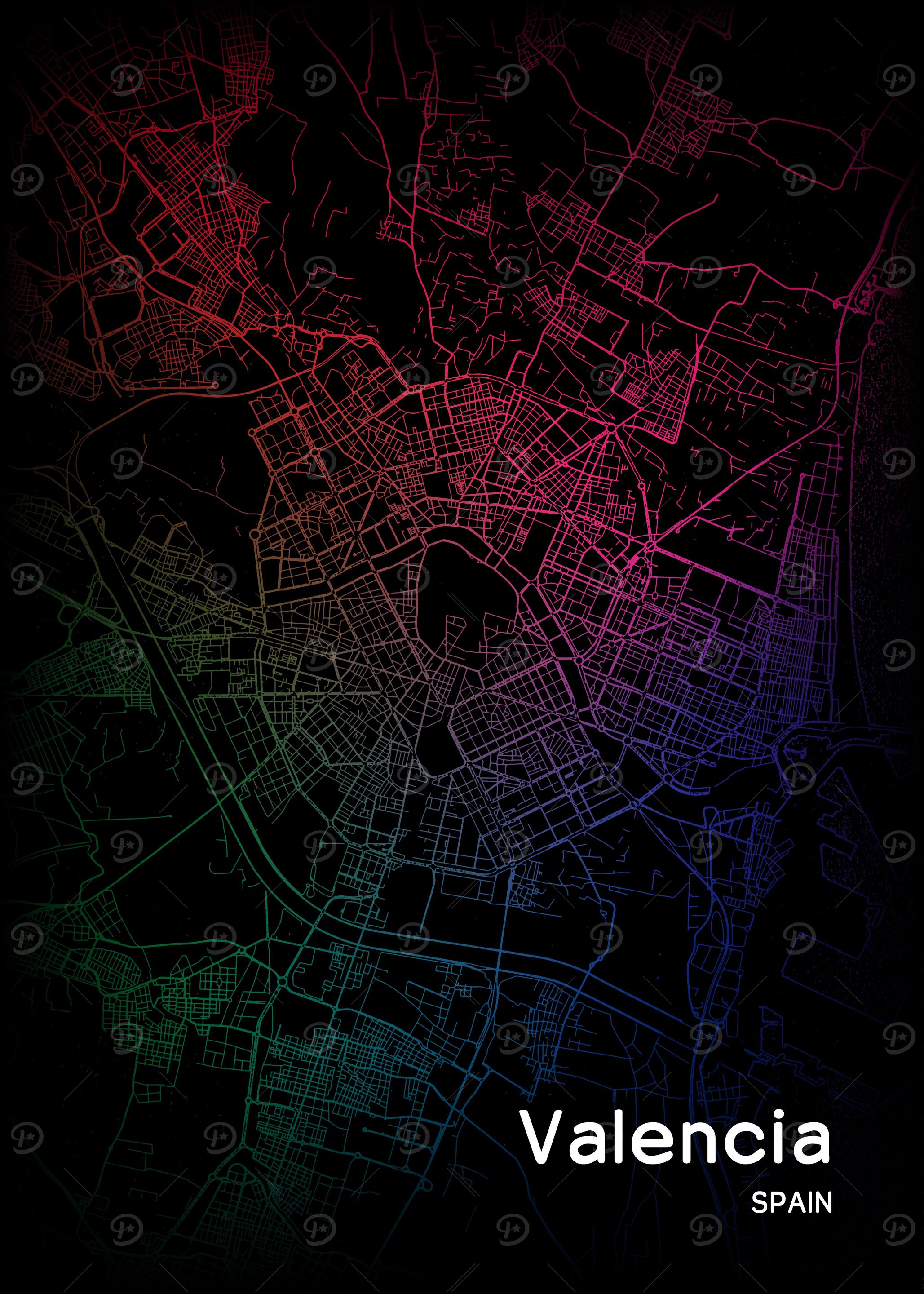 Valencia City Map Spain